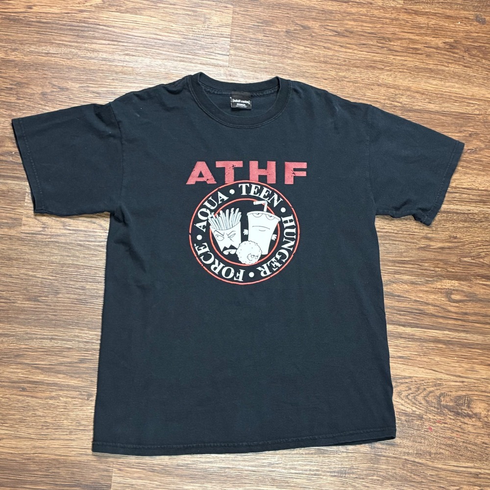 Y2K Aqua Teen Hunger Force ATHF Adult Swim T Shirt Black Mens M Cartoon